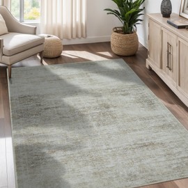 Dotiiorug Vintage Washable Area Rug for Living Room,Low Pile 5x7 Non Slip Carpet Non-Shedding Area Rug Soft Indoor Stain Resistant Rug Floral Print Mat for Bedroom Dining Room 091-Beige