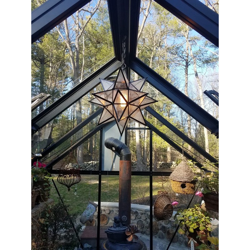 DIRYZON EUL Moravian Star Pendant Light 16 inch Seeded Glass