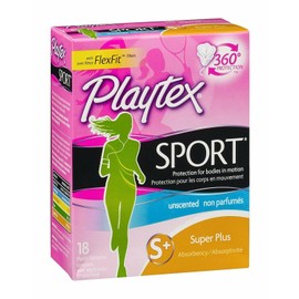 Fem Care Playtex Sport Tampons with Super Plus Absorbency Unscented 18 Count Pack of 3