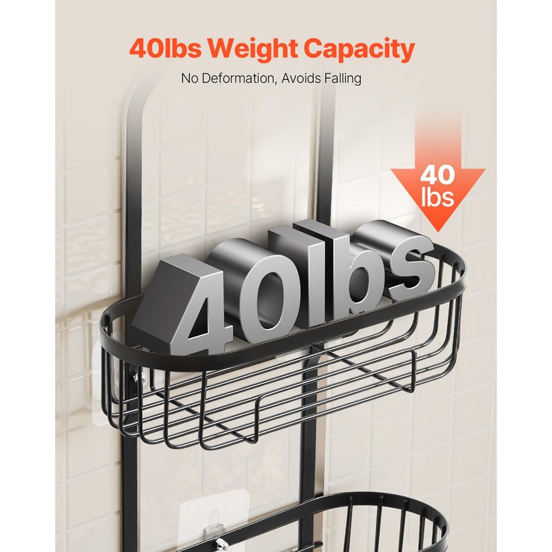VEVOR Shower Caddy, 3-Tier Hanging Bathroom Shower Storage Organization Shelves