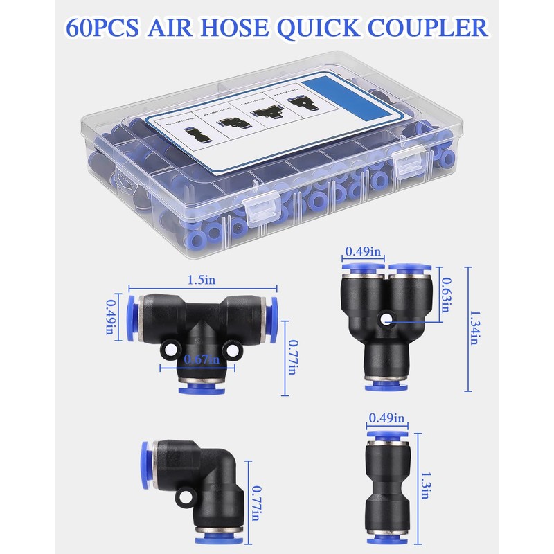 Cexovo Pack of 60 Straight Pneumatic Connectors, 6 mm Pneumatic