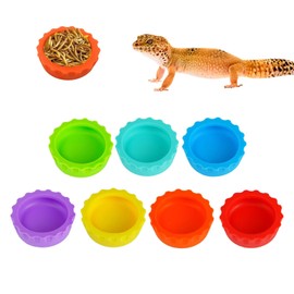 7Pcs Crested Gecko Food and Water Feeding Cups,Gecko Food Cups, Dish,Crested Gecko Tank Accessories,Gecko Tank Accessories for Tortoise, Small Pet and Crab