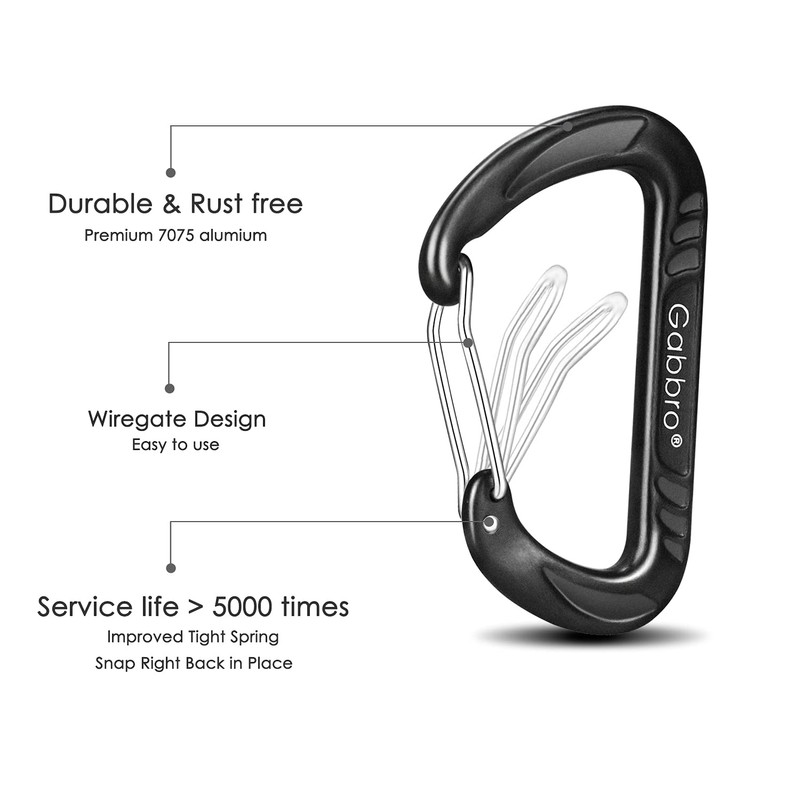 Gabbro Carabiner Clips Heavy Duty 12kN (2697 lbs), | 3.2