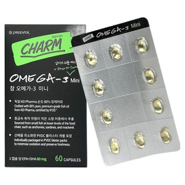 Pepitail pet charm omega-3 mini nutritional supplement, 1 piece, omega 3, 60 tablets / 페피테일 반려동물 참 오메가-3 미니 영양제, 1개, 오메가3, 60정