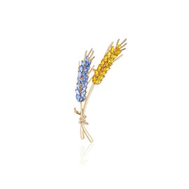Ukrainian Flag Pin for Women Elegant Wheat Brooch and Pins Ukrainian Pins to Wear for Dress Decorative Brooch Lapel Pin Wheat Bouquet Brooch Dress Clothing Accessories (Pure)