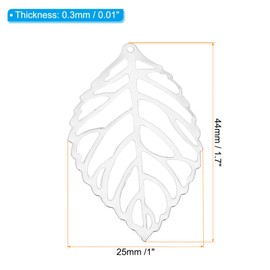 [PATIKIL] 100pcs 44mm Leaf Pendant Metal Tree Leaf Beads for Jewelry Making Bulk Leaf Charm Mesh Bracelet Necklace Earrings Keychain Style 1 Nickel