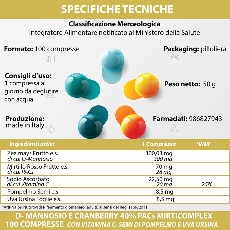 D - Mannosio e Cranberry 40% PAC Mirti Complex con