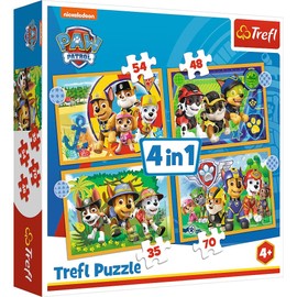 Trefl 34395 4 in 1 Holiday Psi Patrol Puzzle, Colourful, OD 4 LAT