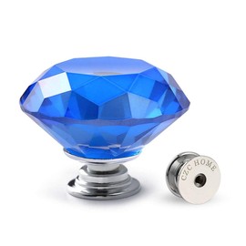 CZC HOME 10 PCS Diamond Crystal Glass Pull Handle Cabinet Knobs Cupboard Drawers Cabinet Dresser Bookcase Wardrobe (40mm, Dark Blue)
