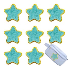 8 PCS 2.3 inch Star Chenille Patches, Self Adhesive Patches for Clothing, Embroidered Patches for Bags,Iron on Patches for Hats, Patches for Backpacks, Patches for Jeans.(Blue)