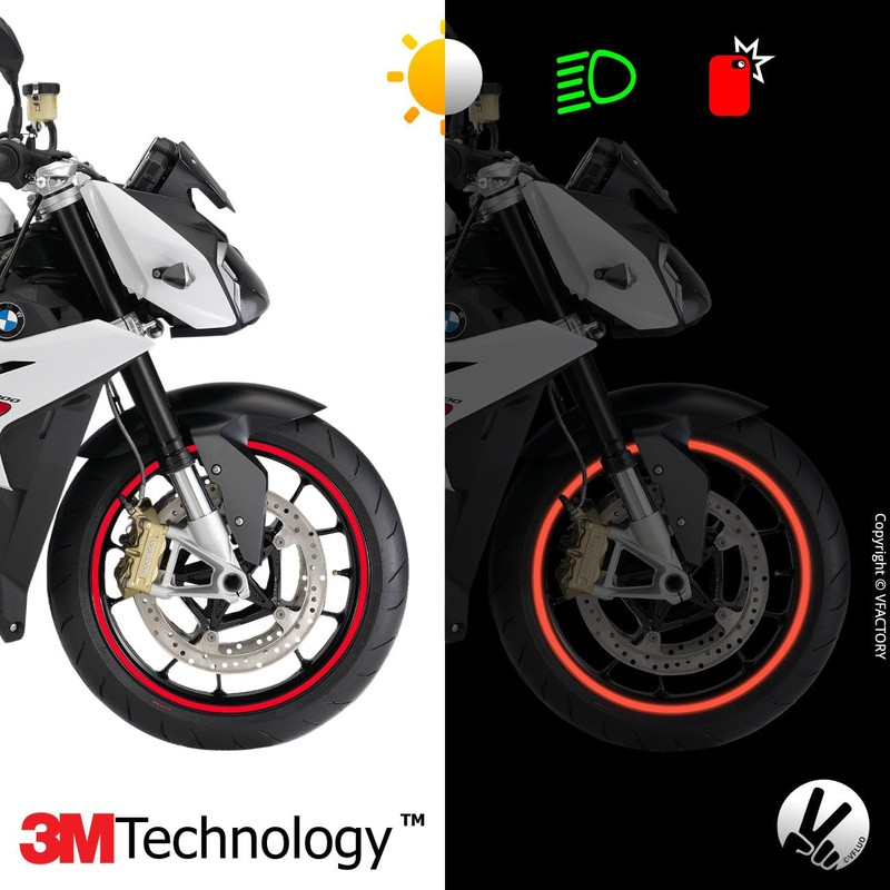 VFLUO - 2 x Kit Reflective Motorcycle Wheel Rim Stickers