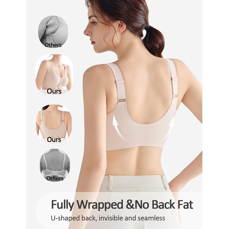 OXYIBRAS Front Closure Bras for Women Comfort Wireless Bar Supportive