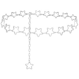 Liutufy Women's O-Ring Chain Body Chain Adjustable Waist Chain (Silver Star-M)