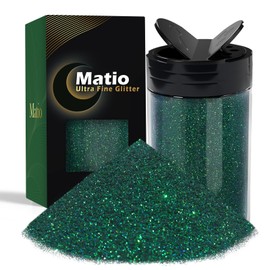 Matio Iridescent Ultra Fine Glitter Powder, 7.76oz/ 220g Emerald Green Craft Resin Glitter, 1/128" Metallic Nail Sequins Flakes for Epoxy Resin Tumbler, Nail Art, Slime, Body Face, Festival DIY Decor