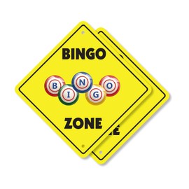 Bingo (2 Pack) Plastic Crossing Sign - 12 Inch X 12 Inch Xing Sign Gift Game Fun Numbers Board Hall Cards Social Night Prize Lucky Play Event