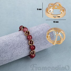 Framendino, 28 Pack Gold Silver Round Bead Frames Spacer Beads 8mm Circle Links Connectors Double Hole Charms with Star for DIY Necklace Earring Jewelry Making