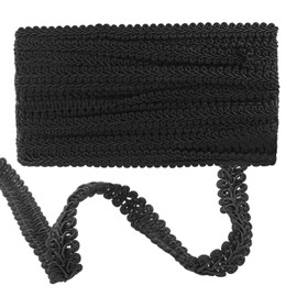 ISDVBUY Gimp Braid Trim - 1/2 Inch 14 Yards Black Polyester Woven Braid Trim, Upholstery Trim for Sewing, DIY Crafts Home Decoration, Curtains and Slipcovers