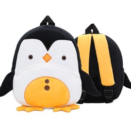 BEFUNIRISE Toddler Backpack for Boys and Girls, Cute Soft Plush Animal Cartoon Mini Backpack Little For Kids 2-6 Years (Penguin)