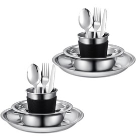 Lafuntar Camping Plate Bowl Cup Cutlery Set for 2, Camping Dinner Set, Camping Crockery Sets for Camping, Travel & Outdoor