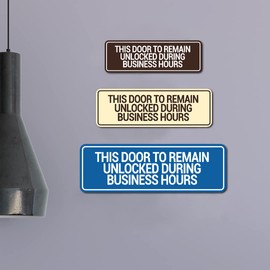 Signs ByLITA Standard This Door To Remain Unlocked During Business Hours Sign (Brushed Gold) - Large