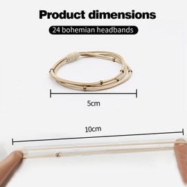 Hebterrka Pack of 24 Boho Hair Bobbles for Women, Braided Hair Bobbles for Thick and Thin Hair, 4 Styles 6 cm, Hair Bobbles for Ponytails, Hair Accessories