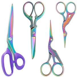 Asdirne Titanium Coating Sewing Scissors Bundle, Professional Fabric Scissors Set, Ultra Sharp Stainless Steel Blades, Ergonomic Handle, Ideal for Dressmaking, Embroidery, Crafts