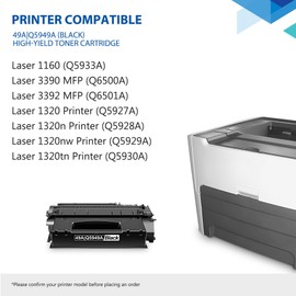 49A Black 2-Pack Q5949A High-Yield Toner Cartridge (with Chip) Compatible Replacement for HP 53A 49A Q7553A Q5949A Toner Cartridge Works with Laser 3390 MFP Laser 1320 Series Printer