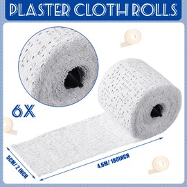 Heentan 6 Rolls Plaster Strips Plaster Gauze Plaster Bandages Plaster Cloth Plaster Wrap Rolls for DIY Hobby Crafts, Belly Cast, Body Molds, Mask Making, Scenery Art (2 x 180 Inches)