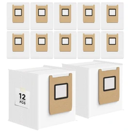 Leemone 12 Pack E25 E28 Dust Bags Compatible with eufy Omni Robot Vacuum E25 E28, 4 Layer Filtration System with Activated Carbon Fabric