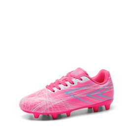 DREAM PAIRS Boys Girls Soccer Cleats Kids Youth Firm Ground Football Shoes for Little/Big Kid,Size 1 Little Kid,Hot Pink,KKUMSO2509