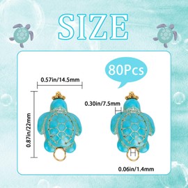 SUNNYCLUE 1 Box 80pcs Turtle Charms - Blue Turquoise Synthetic Tortoise Charm Beads - DIY Jewelry Making Charm for Earrings, Necklaces, Bracelets