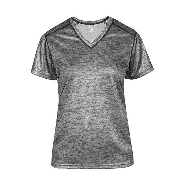 Badger Sports Ladies' V-Neck Tee Graphite Tonal Blend X-L