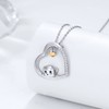 praymos Dog Necklace 925 Sterling Silver Love Heart Pendant Cute