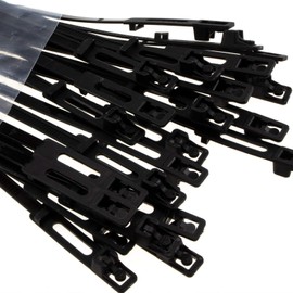 Easy Release Cable Ties 4.8 mm x 220 mm Releasable Reusable Black [Pack of 25] [4.8 mm x 220 mm]
