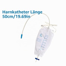 Urine Bag Leg Bags - Pack of 4 750 ml Urine Bags with T-Drain, Backflow Valve & 2 Mounting Straps, Disposable Urine Drainage Bag, Hygienic Leg Bag for Incontinence & Care