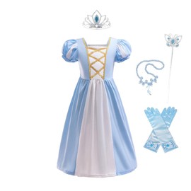 Lito Angels Princess Cinderella Fancy Dress Playwear with Accessories for Kids Girls Age 7-8 Years Blue