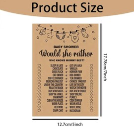 PHIOMUUE Baby Shower Game Cards, 10 x Who Knows Mummy Best Prediction Cards, Mummy to Be Gifts, Baby Shower Games & Decorations for Neutral Unisex Party