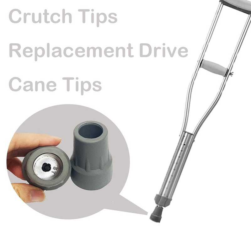 Crutch Tips, Replacement Medical Drive Cane Tips, 7/8 Inch, Gray,