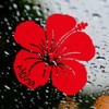 nc-smile Hawaiian Sticker Hibiscus Aloha (A, Red)