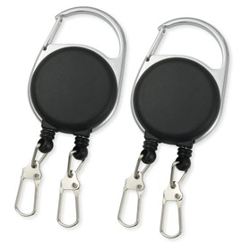 EXERT Double Hook Pin-on Reel with Carabiner for Fishing, Telescopic, Key Reel, Outdoor, Set of 2