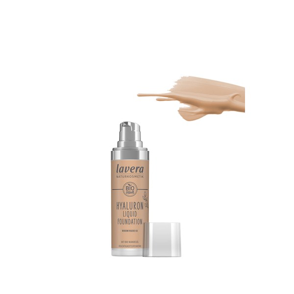 lavera Hyaluron Liquid Foundation - Warm Nude 03 - Natural Cosmetics - Vegan - Silky, Light Texture - Free from Mineral Oil - Natural Hyaluronic Acid & Organic Almond Oil - 30 ml