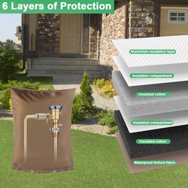 Backflow Preventer Insulated Cover (5˚F) Thick 6-Layer Fabric Pipe Insulation Cover (UV Coated) Winter Freeze Protection,for Water Well Pump Covers and Sprinkler Valve Covers (16" W X 20" H)
