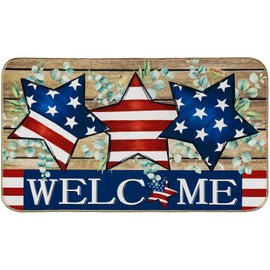 AnyDesign Patriotic Welcome Doormat American Flag Stars Stripes Felt Front Door Mat Rustic 4th of July Door Mat for Independence Day Memorial Day Home Office Indoor Kitchen Decoration, 17 x 29 Inch
