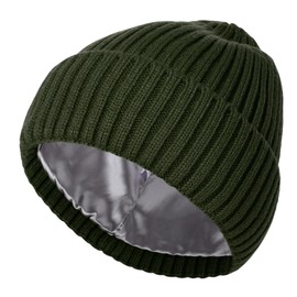 LiuSuper Satin Lined Beanie for Women Men, Winter Hats for Women, Slouchy Silk Lined Beanie, Warm Unisex Cuffed Beanie