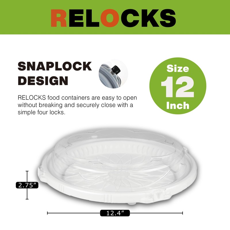 RELOCKS 12 in. Plastic Serving Trays with Lids, Party Platter,