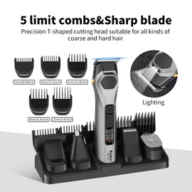 KEMEI 5-in-1 All-in-One Grooming Kit for Men, Cordless Professional Beard Trimmer and Nose Ear Trimmer, Electric Facial Grooming Set, Sideburn and Eyebrow Trimming Tool, Gifts for Men