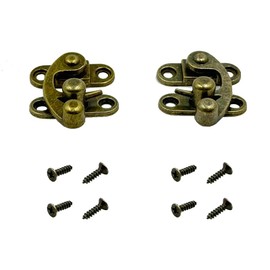 2PCS Vintage Swing Arm Clasp Latch Retro Lock Clasp Left Right Latch Hook Hasp with Mounting Screws for Jewelry Box Furniture Wooden Box Suitcase Toolbox (Bronze, 33X28mm)