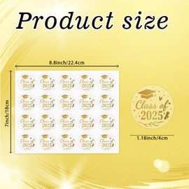 starboling Transparent Graduation Sticker, 300 Pcs, Classic Style, Paper Material, Graduation Cap Pattern, Gold Color, Indoor Use, Sticker Decal