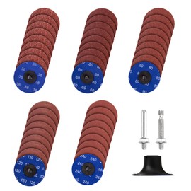 HOMO FABER Roll Lock Disc 3 Inch 46PCS，3 Inch Die Grinder Sanding Discs with 1/4" Disc Holder, Grit 36/60/80/120/240 for Surface Strip, Grind, Polish, Burr Finish, Rust & Paint Removal