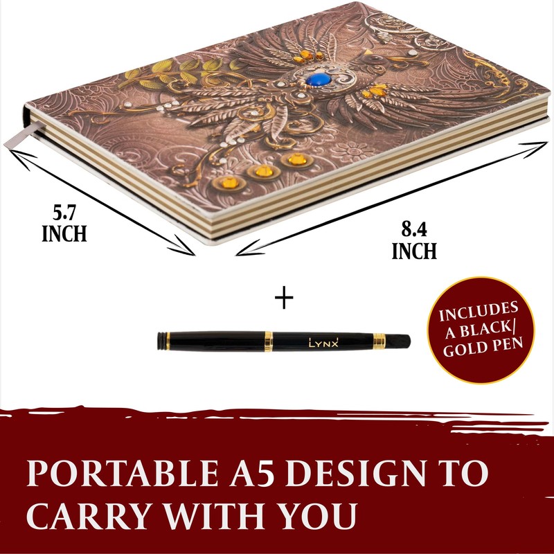 D&D Notebook - RPG Journal/Notebook with 3D Pink Phoenix Motif